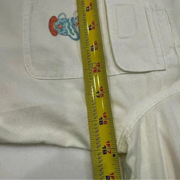RARE Lauren Ralph Lauren Women’s White Button Up Shirt W/ Tea Pot Embroidery S - Picture 7 of 13